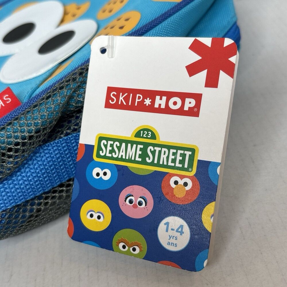 Skip Hop Sesame Street Cookie Monster Mini Backpack Cookie Print Blue Yellow - Picture 6 of 16